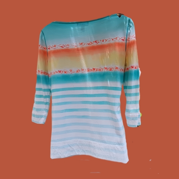 Ralph Lauren 3/4 Sleeve Multicolor Knit Top EUC - Picture 2 of 7